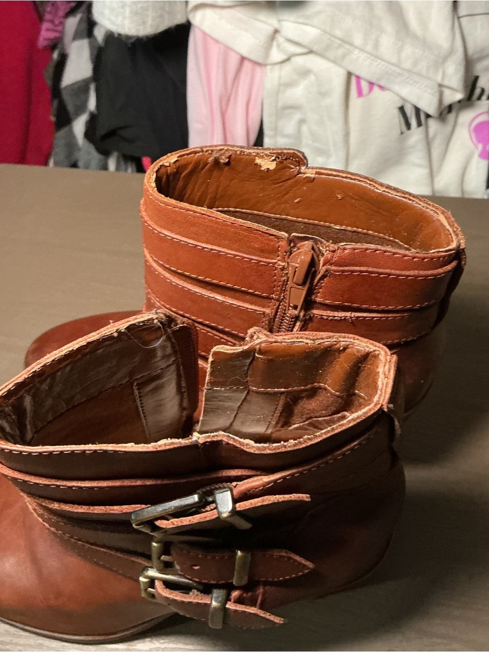 Women's Brown Buckle Strap Ankle Boots - Classic Heeled Booties - Picture 7 of 9